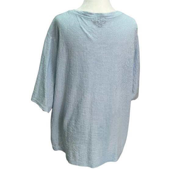 topshop💙boyfriend T-Shirt Light Blue Flower Embossed Size M/L - Picture 5 of 9